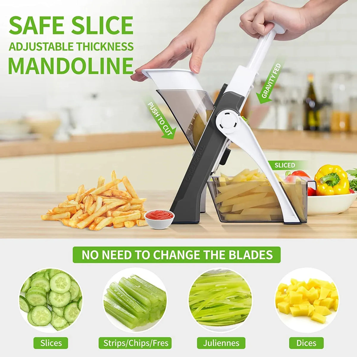 Manual Vegetable Cutter - Adjustable Mandoline Slicer