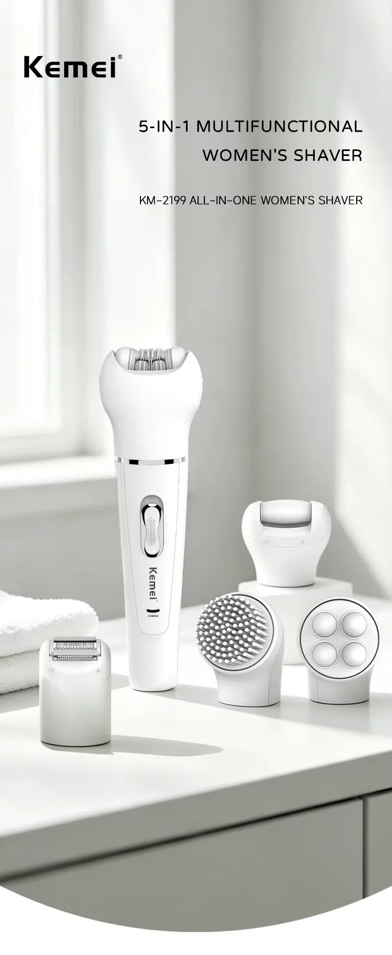 **5-in-1 Rechargeable Beauty & Hair Removal Kit**